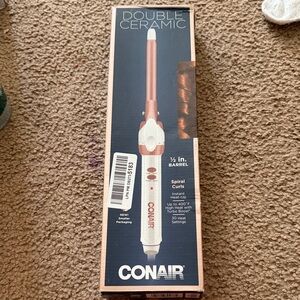Conair Double Ceramic 1/2-Inch Spiral Curling Iron - Rose Gold/White